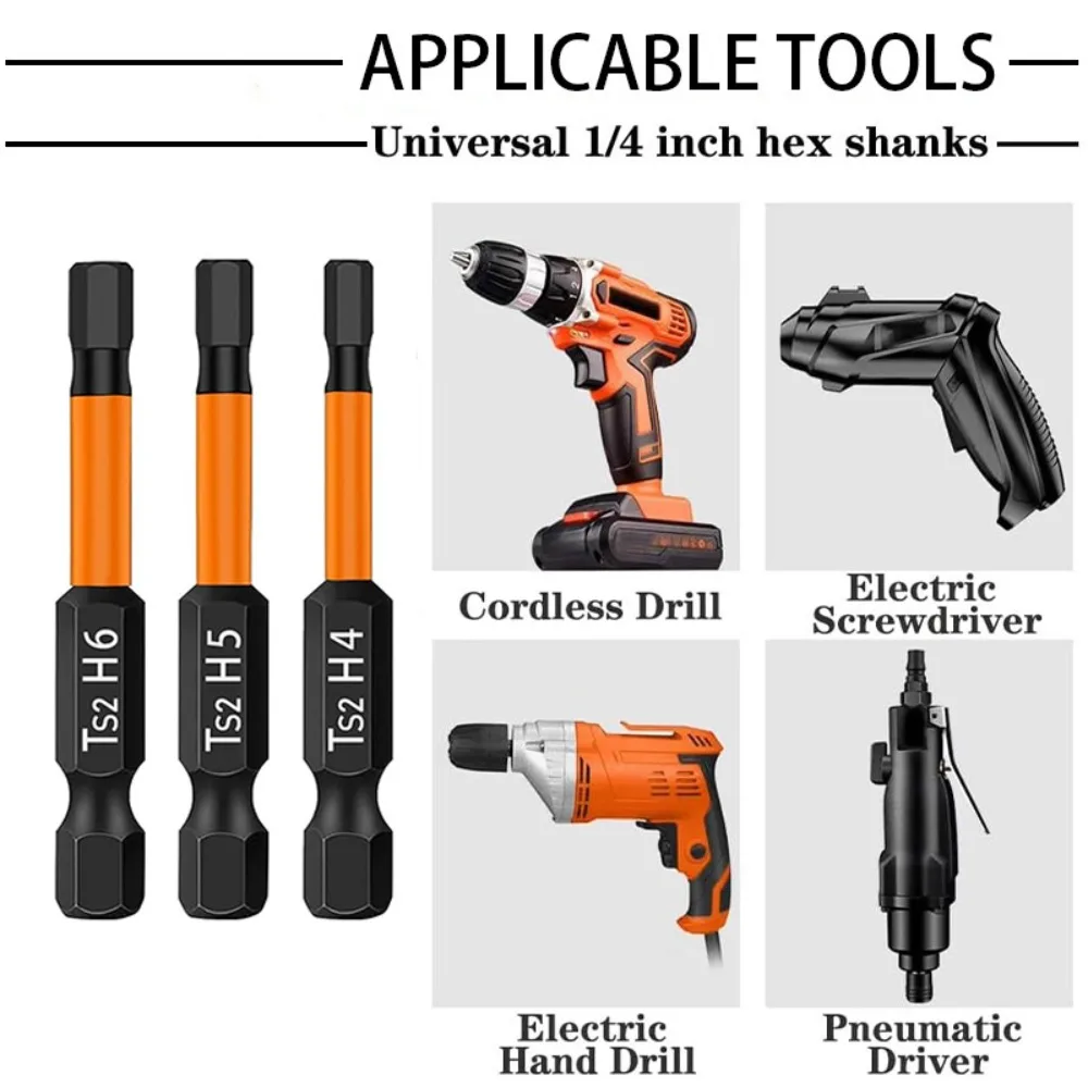 7-Piece Magnetic Hex Wrench and Drill Bit Set, 2-Inch 1/4-Inch Hex Shank Screwdriver Bits, for Screw Removal and Installation.