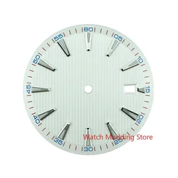 Blue Luminous 33.2mm Black/Blue/White/Black Yellow Sterile Watch Dial Fit NH35 NH36 Mov't Splint Vertical Stripes Style