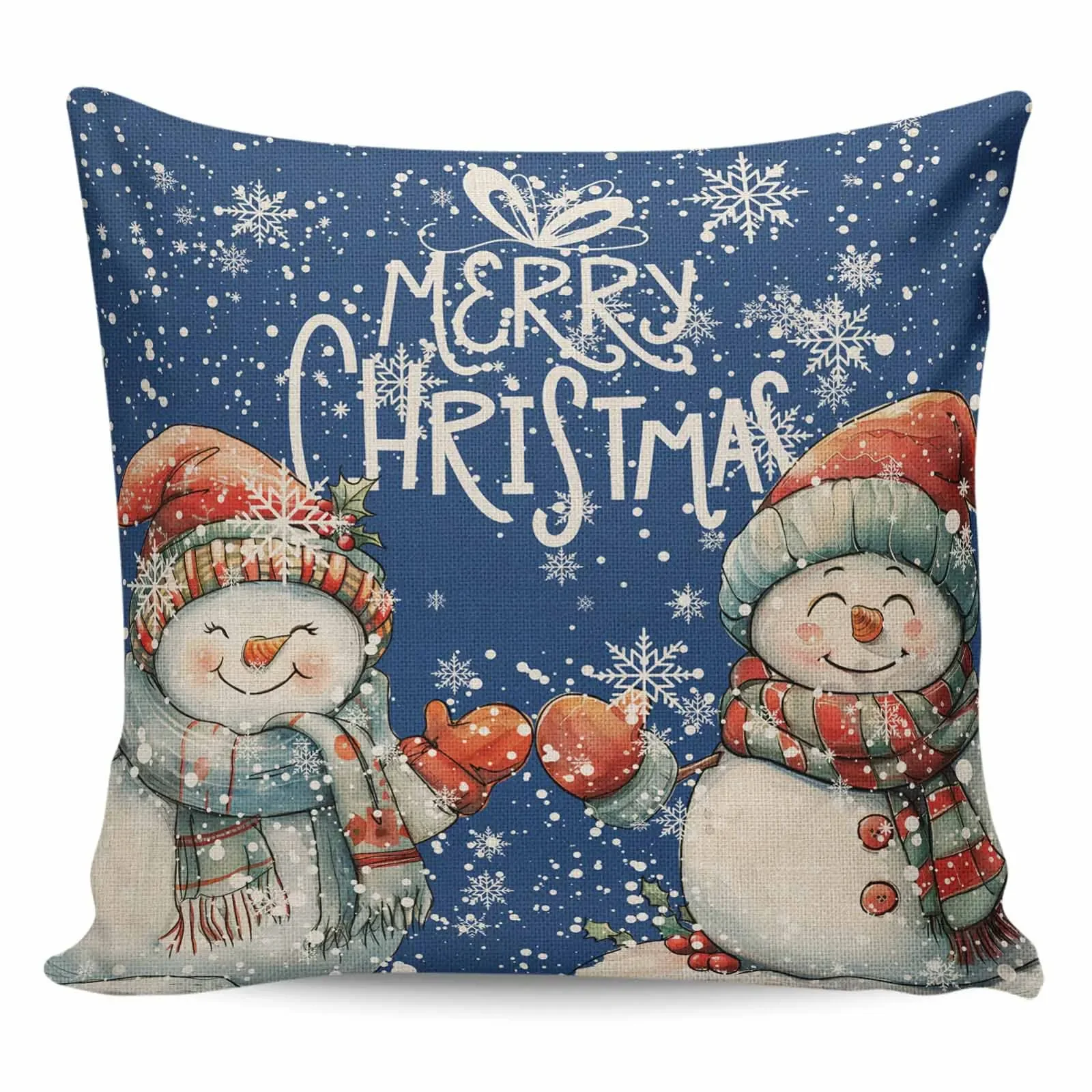 

Snowman Home Decor Items Hand Drawn Pillow Cover Vintage Decorative Pillows for Bed Pillowcases Pilow Covers Pillowcase Cases