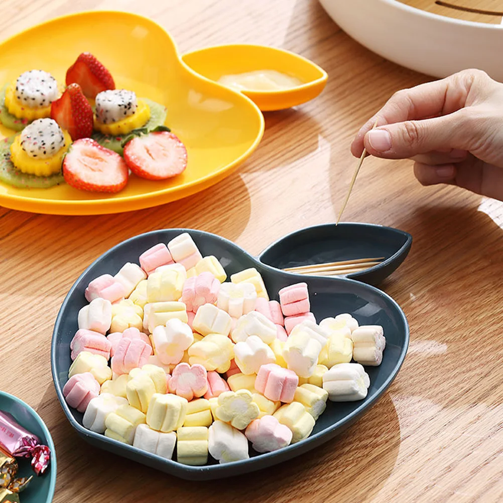 

2Pcs Dumpling Plates with Vinegar Dish Apple Shaped Reusable Food Serving Trays Multipurpose Snack Storage Dinner Salad Dessert