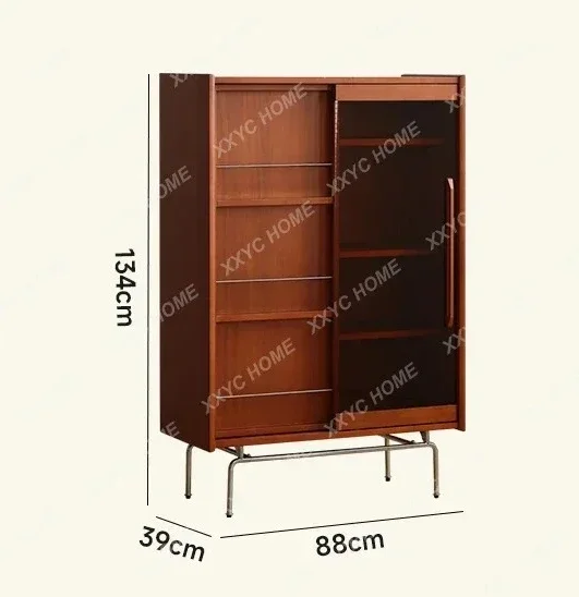 Y1 smt1 Solid wood bookcase Household glass door Bookshelf Display cabinet Study magazine cabinet Locker