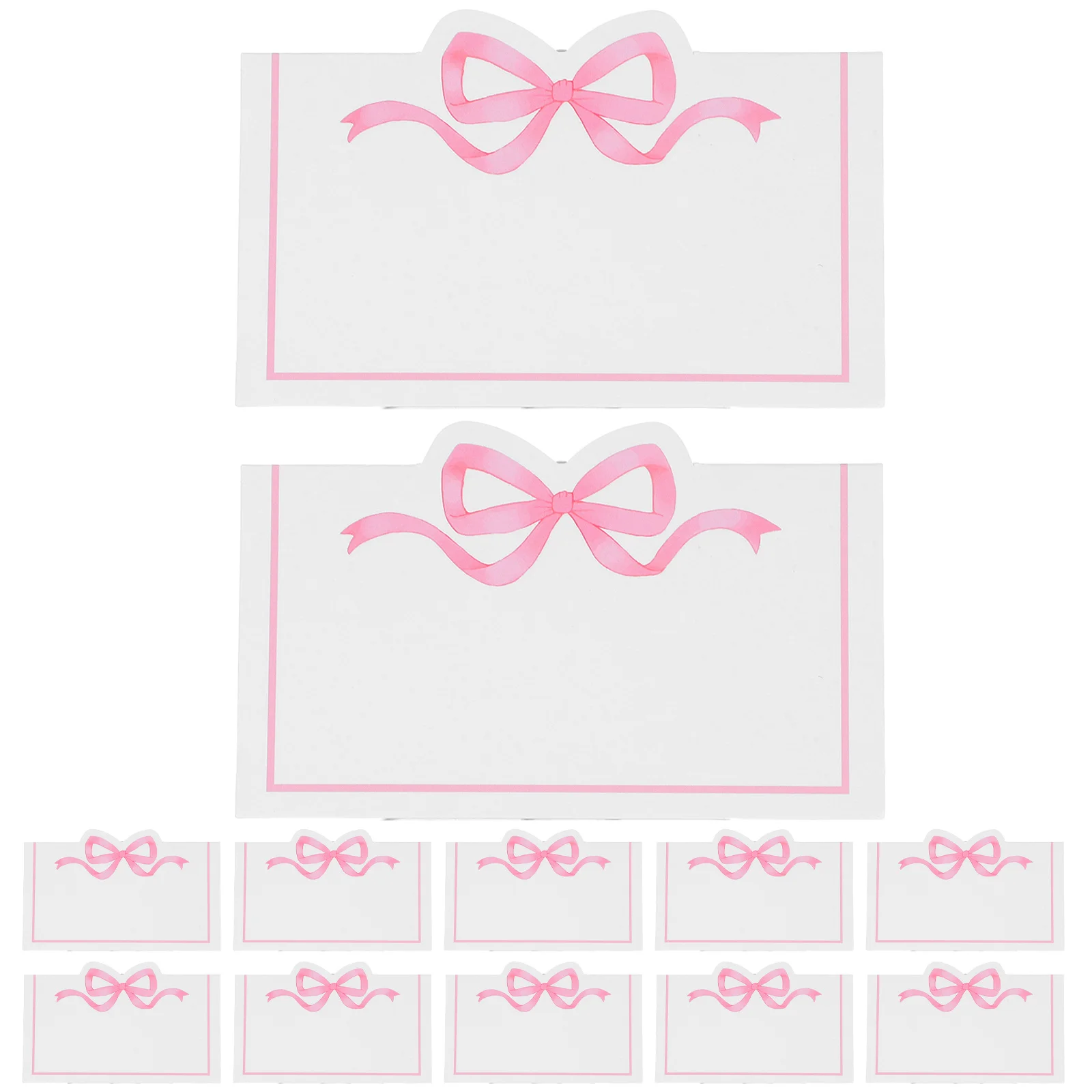 

100Pcs Pink Scallop Bow Knot Name Cards Wedding Reception Table Setting Blank Seat Assignment Cards Birthday Party Banquet