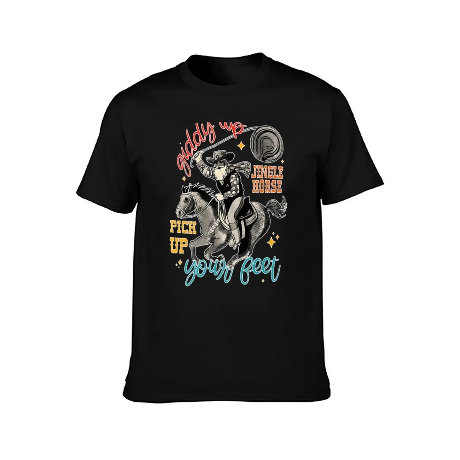 Funny Giddy Up Jingle Horse Pick Up Your Feet T-Shirt, Summer Casual Cotton Tee, Oversized Streetwear Tops, Unisex Men Women