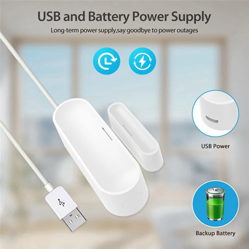 AB53 2PCS Tuya Matter Thread Door Window Sensor Alarm Smart Home Wireless Detector Work Withhomekit Alexa Google Home