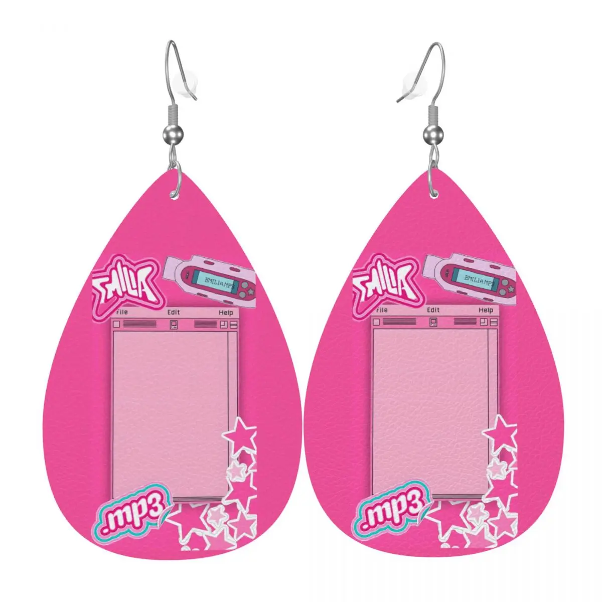 Custom E-Emilia Mernes Leather Earrings for Women Mp3 Singer Poster Teardrop Dangle Earrings Jewelry Accessories