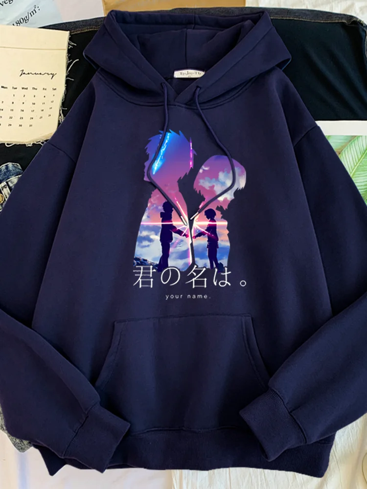 Hoodie Womens Hot Japanese Anime Movies Your Name Print Clothes Woman Oversize O-Neck Loose Sweatshirt Cute Hoodied Sweatshirts