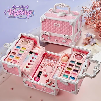 Kids Makeup Kit for Girls Princess Real Washable Pretend Play Cosmetic Set Toys with…