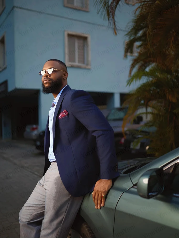 بدلة رجالية مخصصة مكونة من قطعتين مع طية صدر مدببة بزر واحد سترة رجالية لحفلات الزفاف وحفلات الضيوف وحفلات السهرة بقصة ضيقة