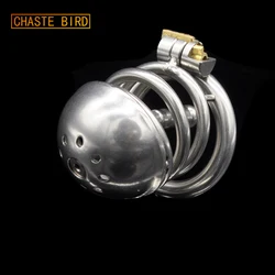 Dispositivo de Castidad masculina de acero inoxidable Chaste Bird con catéter, jaula para pene, cerradura de virginidad, anillo para pene, cerradura para pene, juego para adultos A219