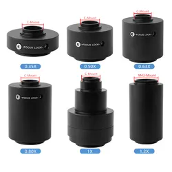 Obiettivo di riduzione dell'adattatore per fotocamera con attacco C per microscopio stereo trinoculare Olympus 0,35x 0,5x 0,63x 0,8x 1,2x 1x adattatore minificatore