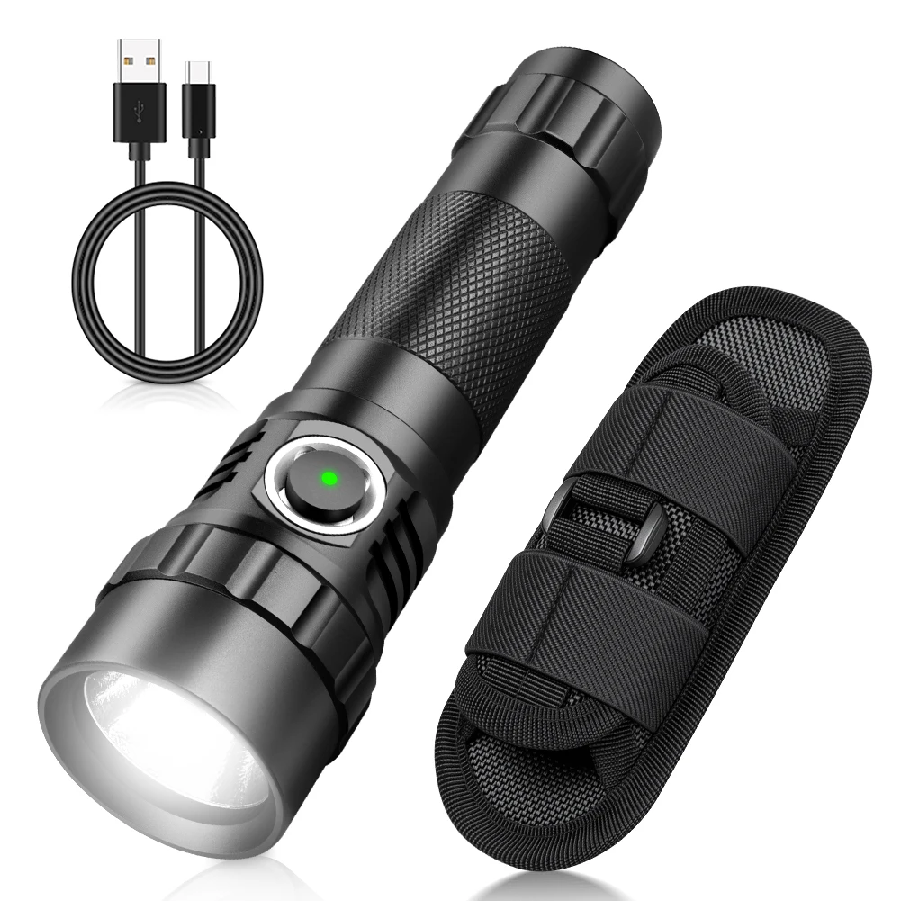

UniqueFire 501BPRO LED Tactical Police Flashlight 3 Modes 1200LM Military Type C Rechargeable Torch with Duty Belt Holster ﻿