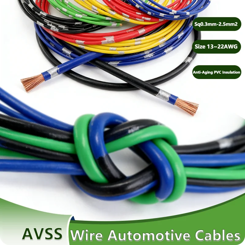 

5/30/100m AVSS Wire Automotive Cables AWG22 20 18 16 15 14 13PVC Insulation Pure Copper DIY Speaker Audio Car Electronic Line