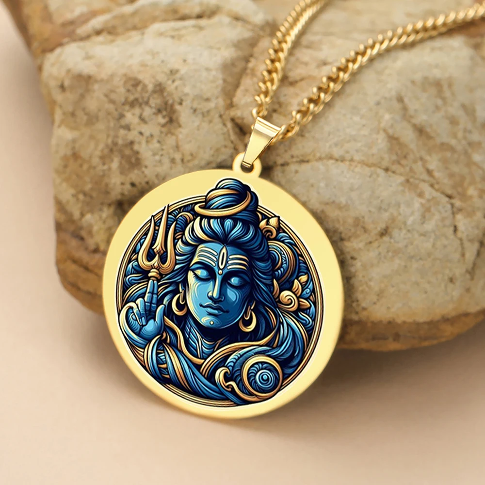 Dawapara Lord Shiva Trident Necklace Hindu God Hinduism Protection Spiritual Amulet Stainless Steel Jewelry Yoga Gift