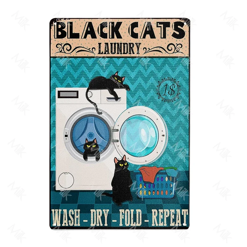 Cat Laundry Retro Metal Tin Sign,Sorting Out Life One Load At A Time Aluminum Metal Wall Decoration Retro Bar Sign Home Kitchen