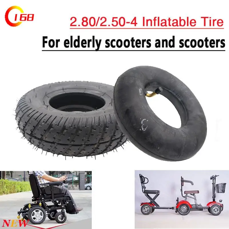 Electric scooter tire 2.80/2.50-4 outer tire, inner outer tire, 9-inch inflatable tire for elderly commuting vehicles