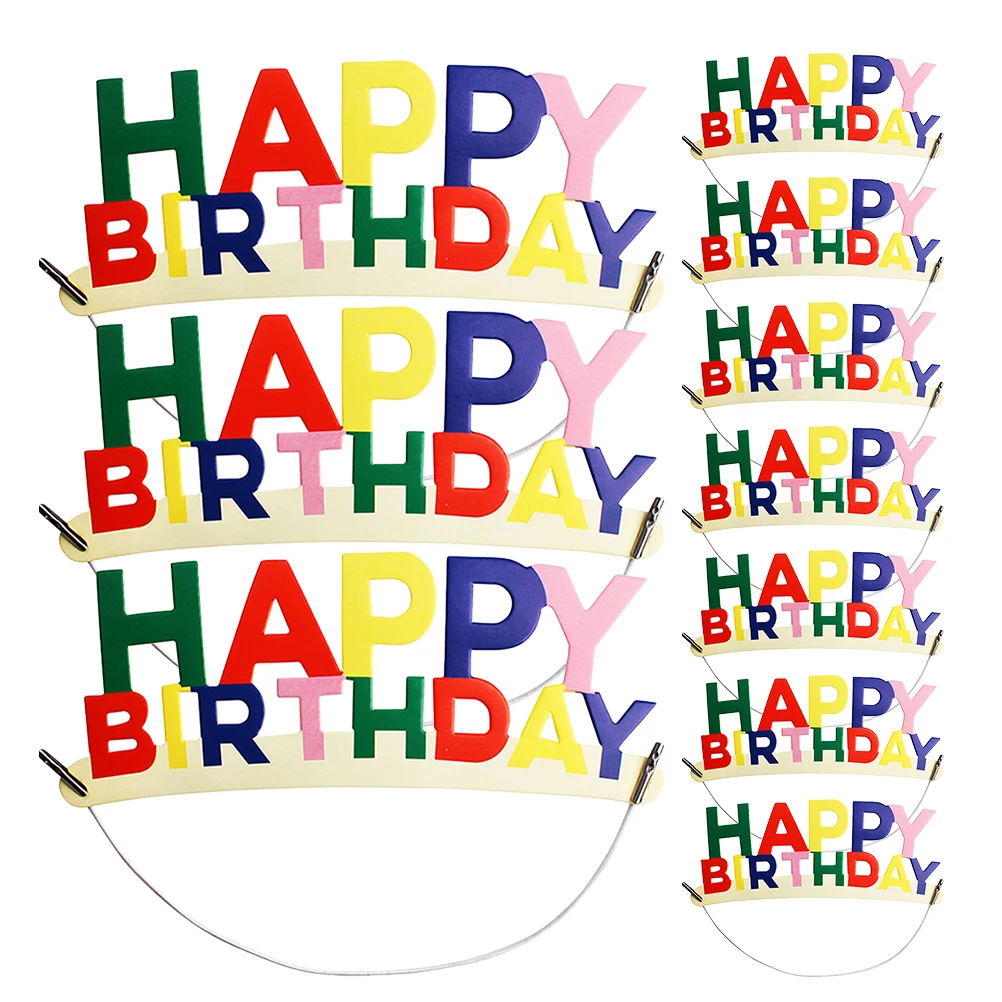 10 Uds. Diademas de cumpleaños elementos de letras de feliz cumpleaños diadema decorativa para niños ligero cómodo reutilizable fiesta