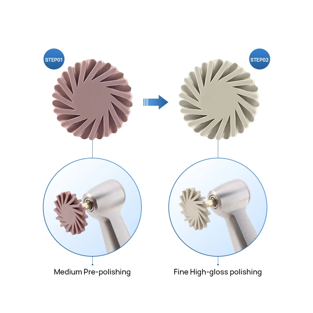 6 sztuk/pudło AZDENT Dental Composite Polishing Wheel Pre-polerowanie Polerowanie o wysokim połysku 135 ° C Autoklawowalny