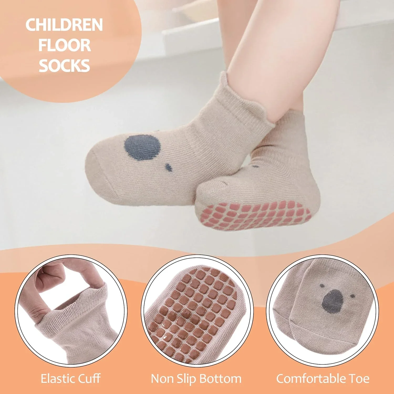 5/3 Pairs kids socks Toddler Non Slip Socks with Grips Baby Socks for Kids Girls Boys Floor Christmas gift