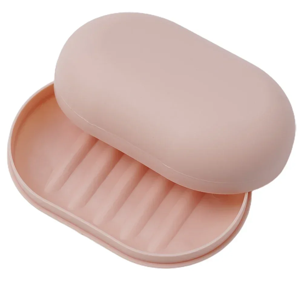 Bathroom Soap Dish Box Drain Box Fashion Oval 11.2*7.5*3.8 Container PP Material Portable Sealed Shower With Lid