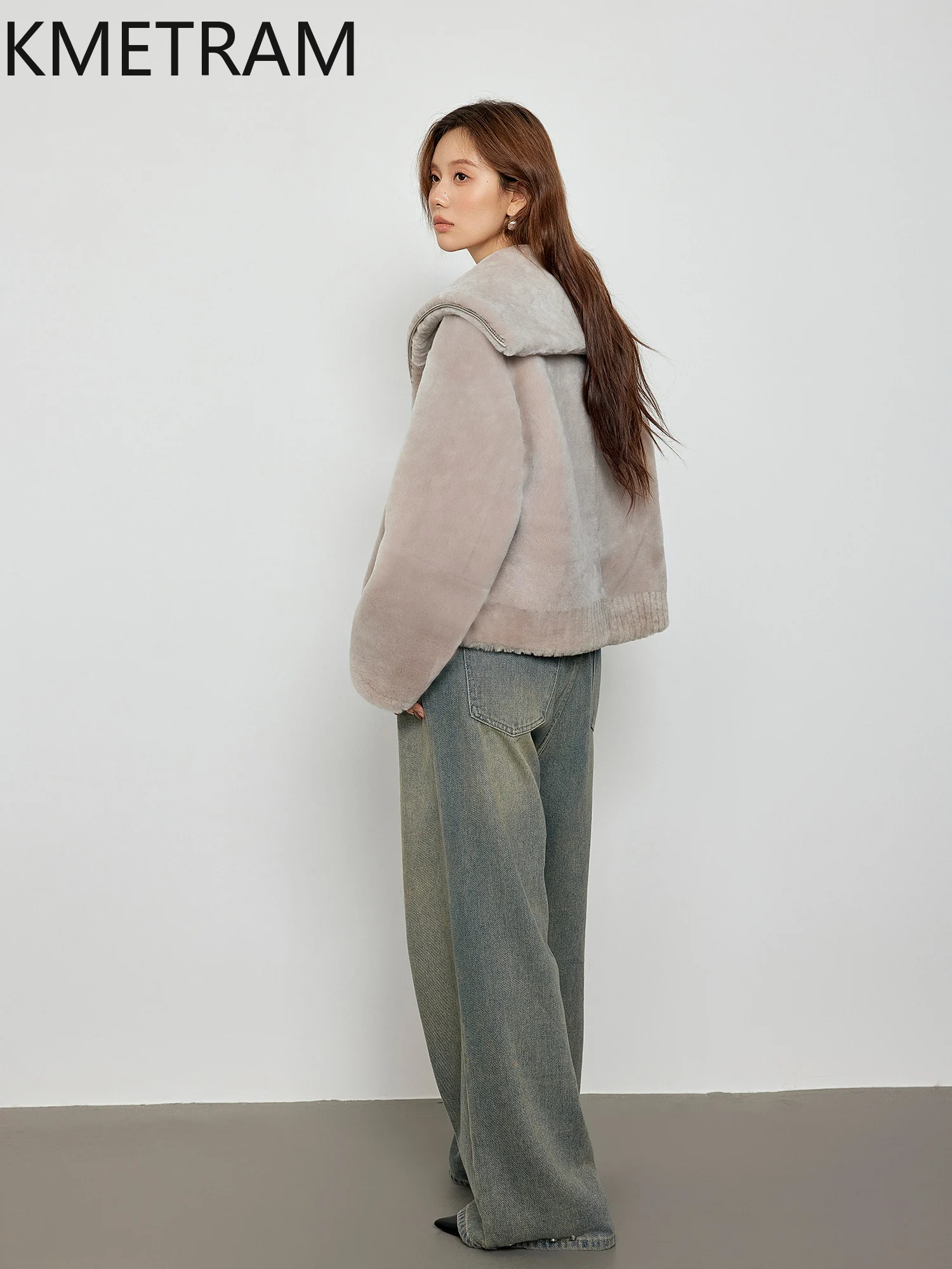 天然メリノウールシープスキン両面毛皮ジャケット女性ショートリアルファーコート冬服毛皮のようなジャケット 2025 шуба женская