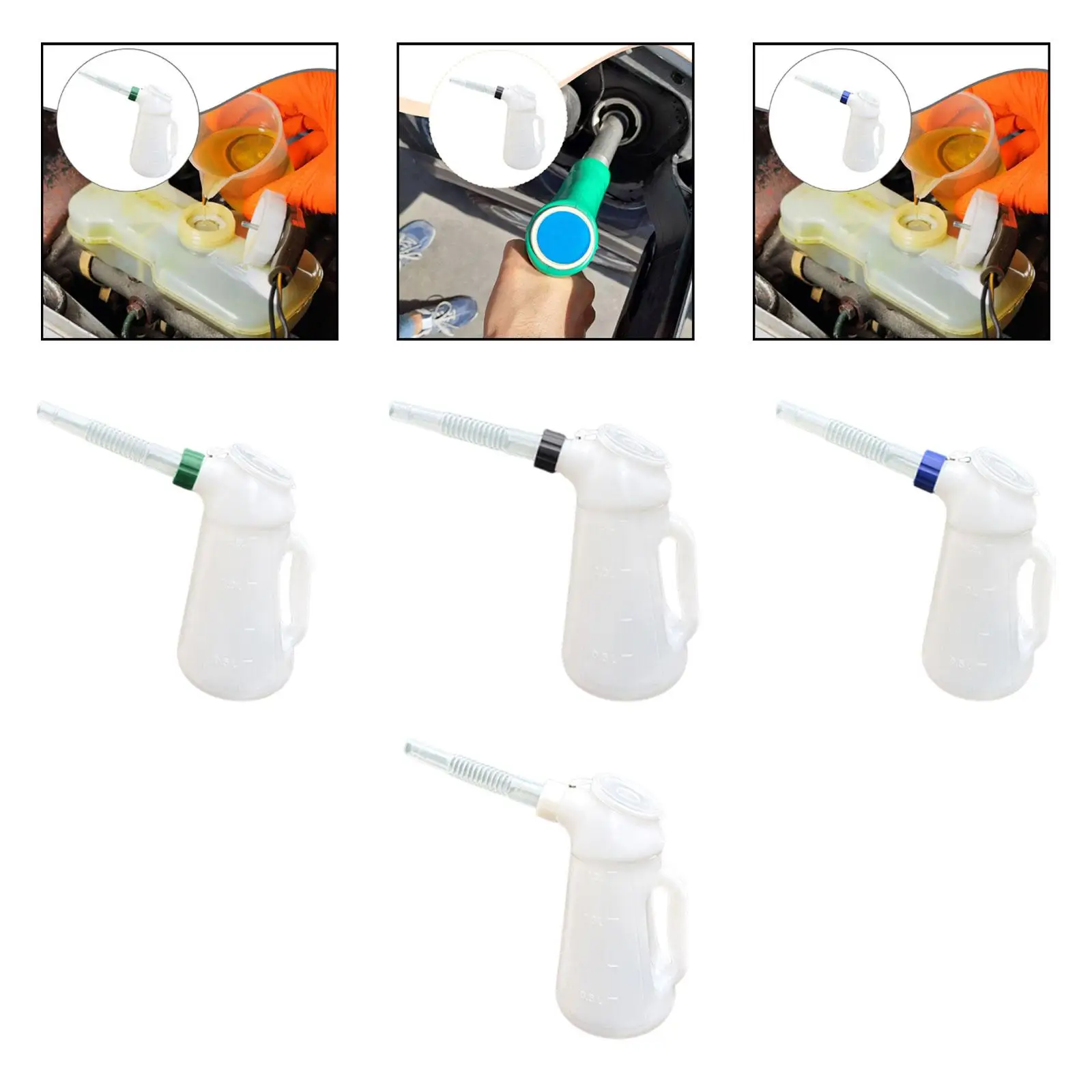 Automotive Oil Dispenser with Long Spout Oil Pot with Dustproof Cap Oil Measuring Jug for Vehicle Workshop