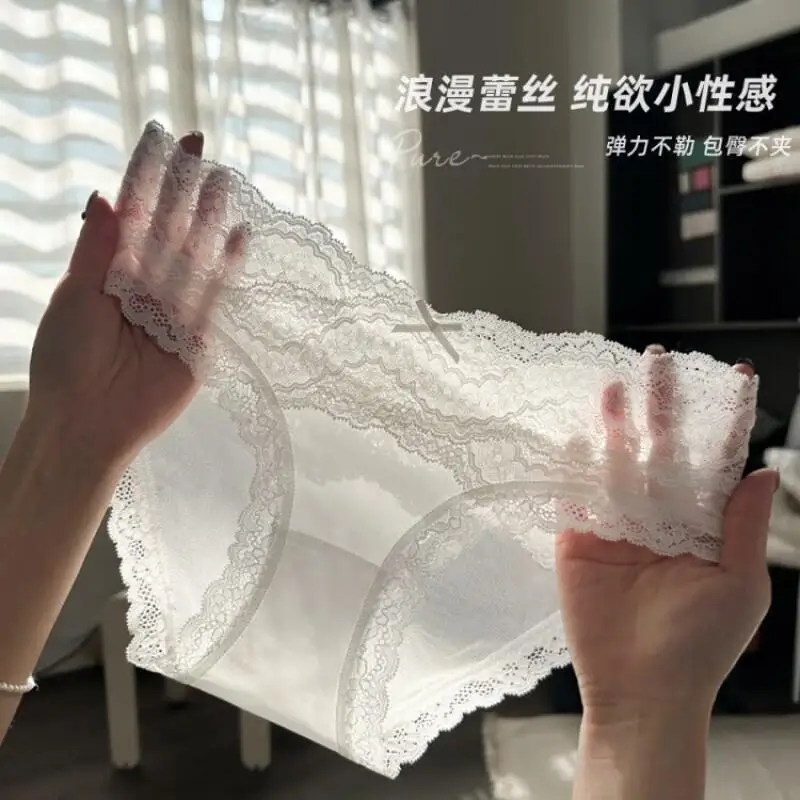 

Комплект из 3 женских трусиков-брифов из атласа и кружева с хлопковой вставкой, дышащей сеткой, для повседневной носки, Pure Desire Fashion