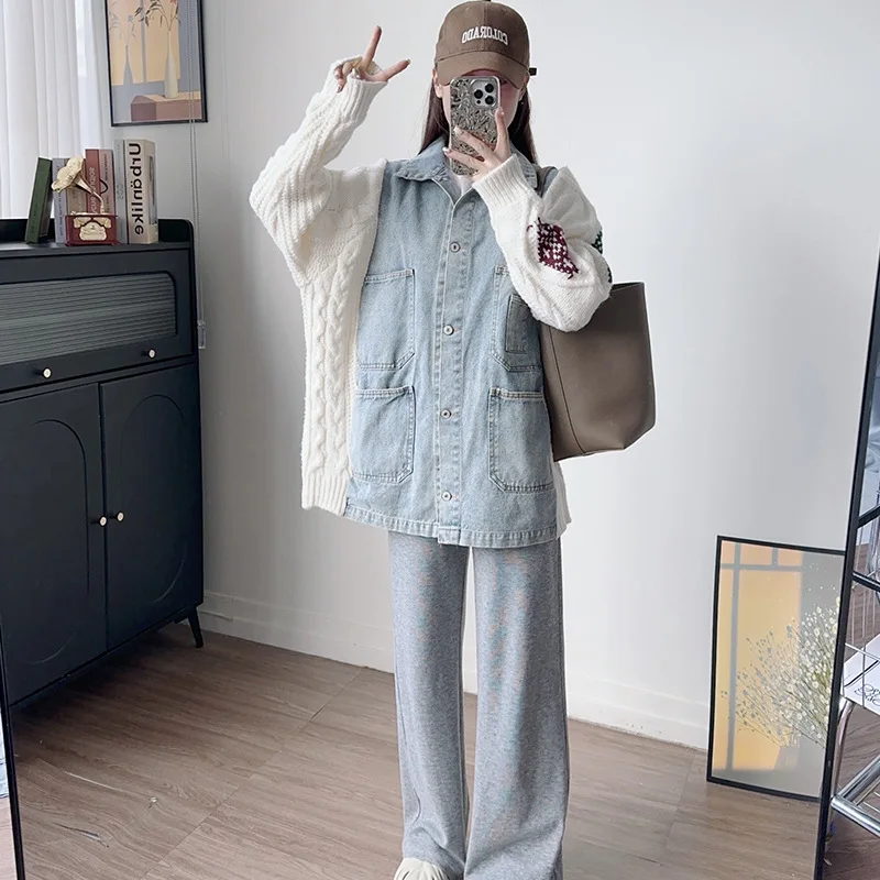 

Women Cardigan Sweaters Coats Jumpers Y2k Streetwear Elegant Casual Loose Turn Down Collar Knit Open Stith Autumn Winter