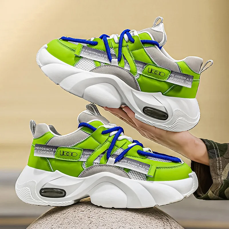 

Men's Spring New Style Fashion Versatile Thick-Tread Sports Casual Shoes with Breathable Mesh Upper, Trendy Dad Shoes