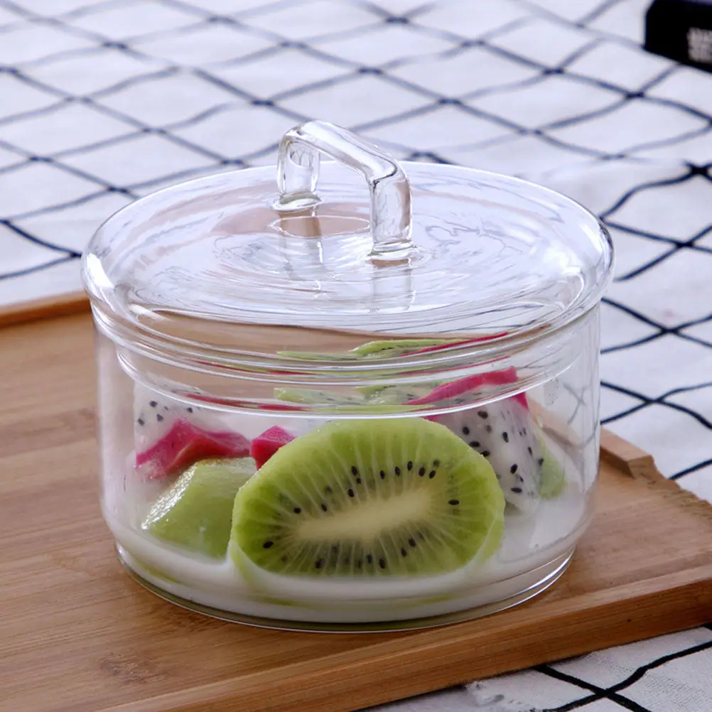 1Set Transparent Glass Salad Serving Bowl Stackable Food Storage Container Refrigerator Organizer Fruit Nut Candy Holder