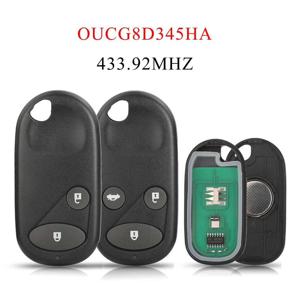 jingyuqin 2/3 Buttons 433.92MHZ OUCG8D345HA Remote Control Car Key For Honda Civic CRV Jazz Accord 2002-2006 FRV 2004-2006