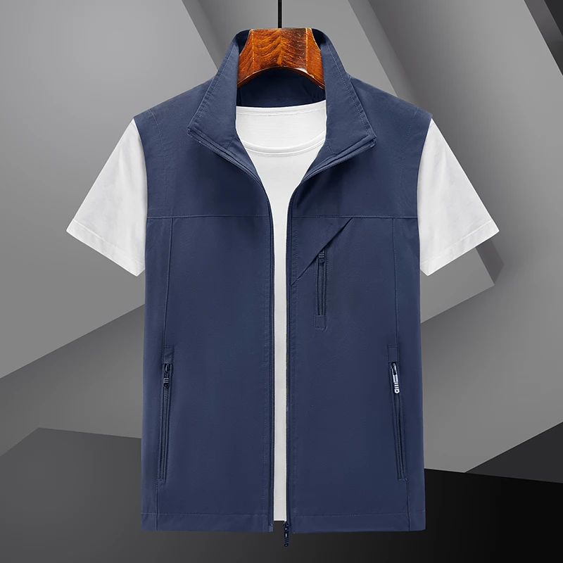 

New Summer Men Waistcoat Outdoor Leisure Solid Color Simple Vest Young Middle-aged Photography Fishing Casual Vest Jacket Male