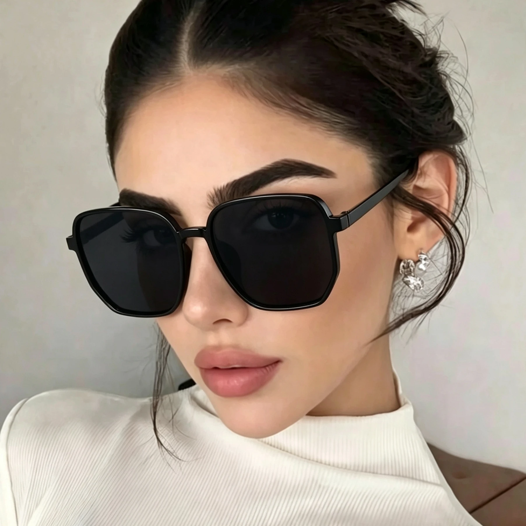 Vintage Large Square Frame Sunglasses Fashion PC Frame Sun Glasses UV400 Eyewear Man Women Goggles