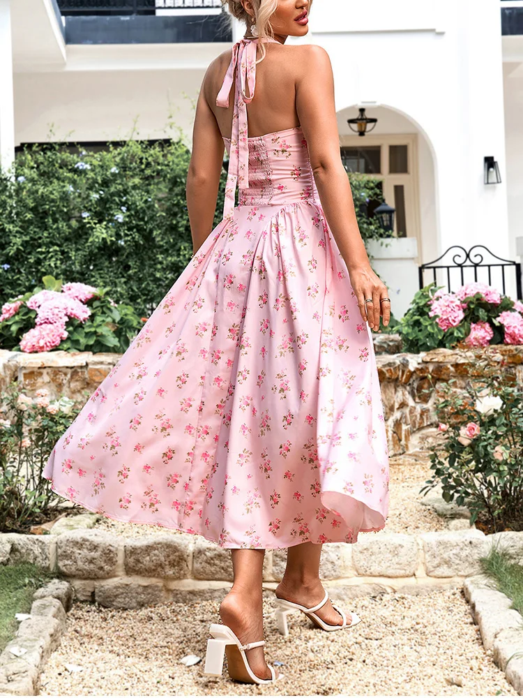 NewAsia Damen Rosa Blumenmuste – Sundress Midi Floral Bewertung und Preis