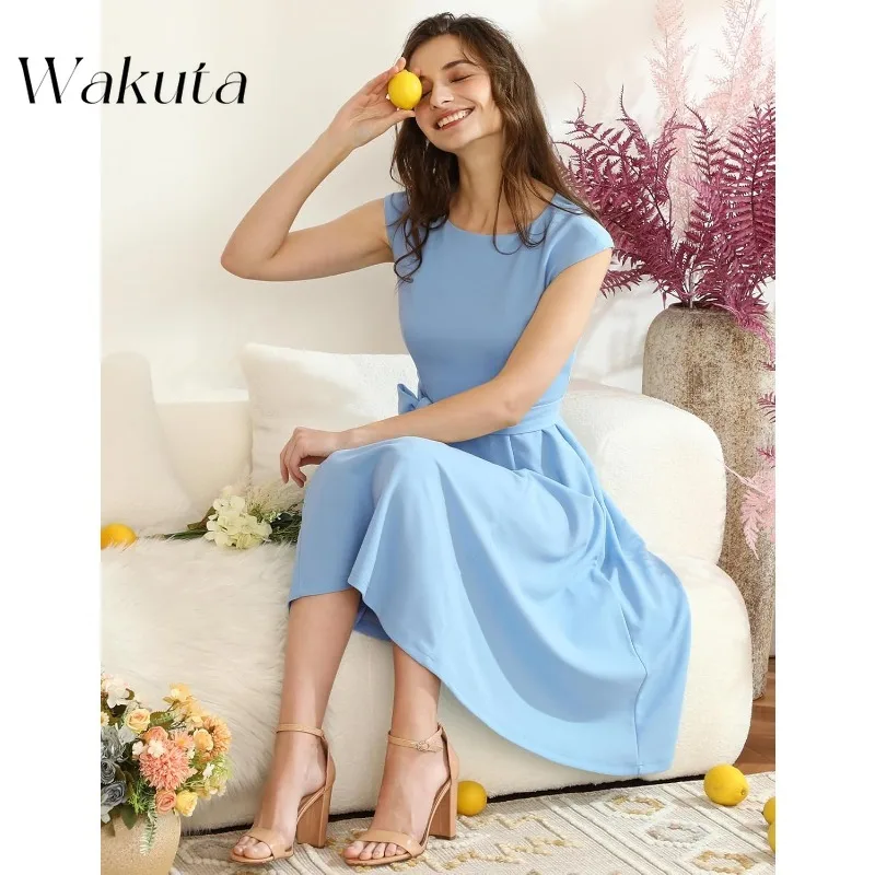 Wakuta Vintage Women Cocktail Robe Elegant Formal Wedding Guest Dresses Christmas Party Vestidos De Fiesta Коктейльные Платья