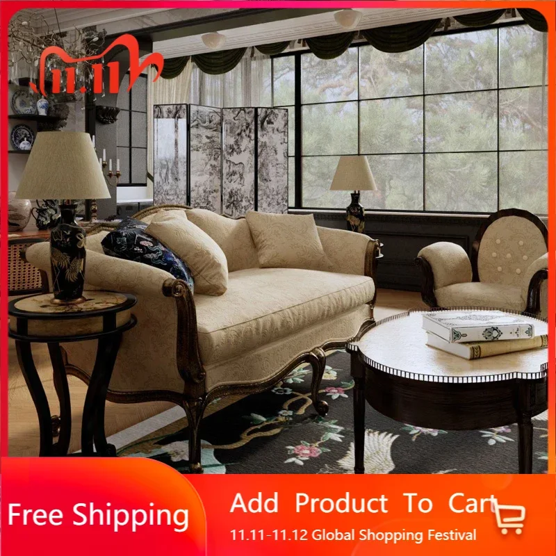 

Creative Antique Living Room Sofa European Beige Designer Nordic Lounges Sofa Double Armchair Minimalist Divano Unique Furniture