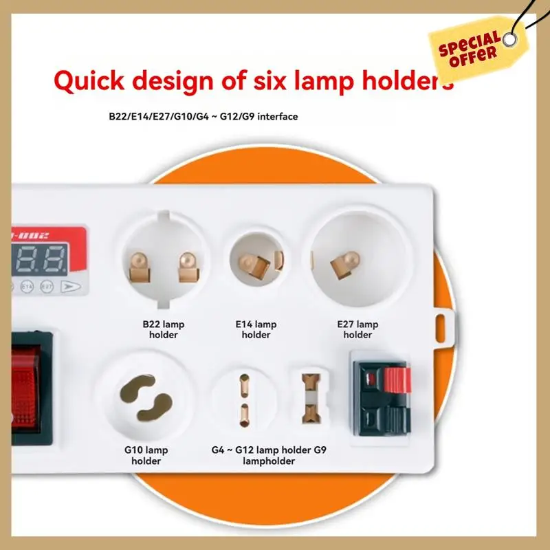 Kinerja Stabil-E27 B22 E14 Lampu Bohlam Tester Lampu LED Tegangan Daya Kotak Uji Cepat Pengujian Cepat dengan Tampilan Daya Steker AS