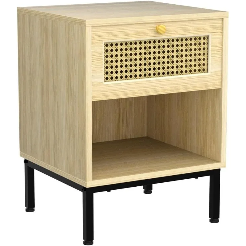 

Rattan bedside table Modern simple storage Small table with drawers Square edge New bedside table