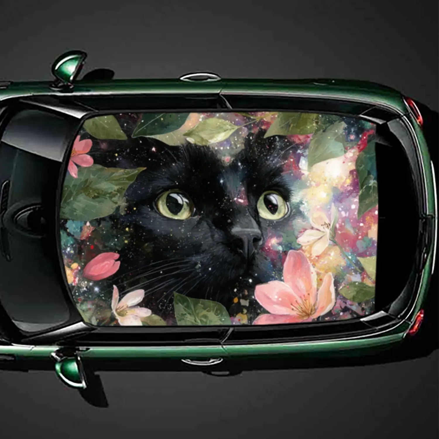

Romantic Cat Floral Star Car Roof Sticker PVC Self Waterproof stick , Striking Auto Exterior Accessories Decoration Protect Gi