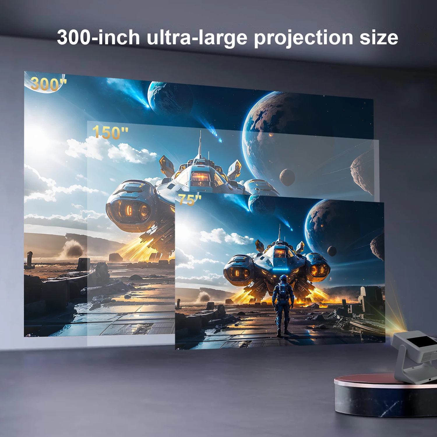 DONGYINGproyector 8-inch Touchscreen WiFi Bluetooth Android 12 4K 1080P Auto Focus HDMI USB Rotation 180° Speaker EU US UK Plug