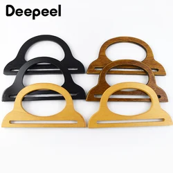 2Pcs Deepeel 17*9cm Wood Bags Handle Purse Frame Kiss Clasp Women Handbag Wallet Handles DIY Handmade Crochet Bag Accessories