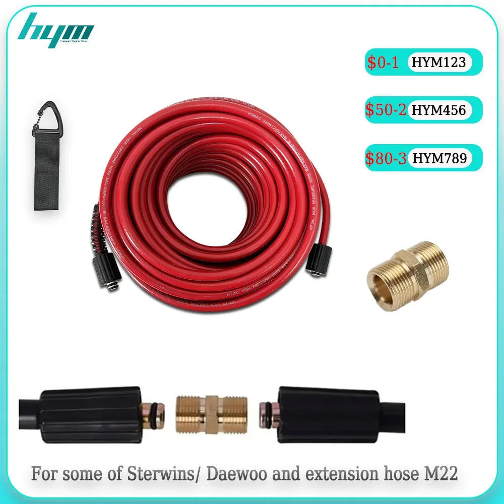 

2~30M Pressure Washer Hose Kink Resistant Power Washer Replacement Hose with M22-Pin 14/15 Fittings Extension Hose 4000 PSI