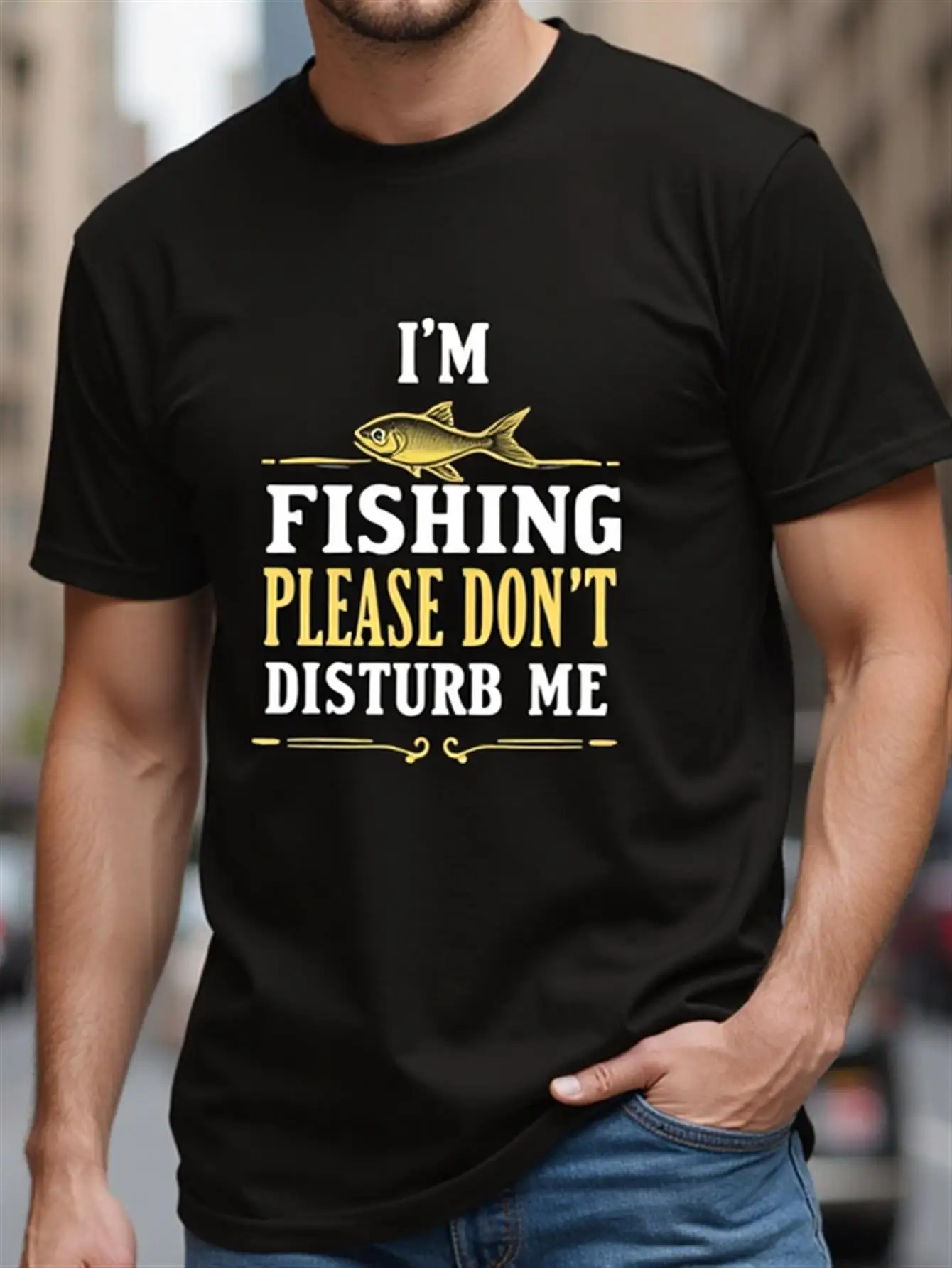 

Men's Fishing Graphic Shirt, I'M Fishing, Please Don'T Bother Me, Bold Text, Breathable Cotton Shirt Suitable for Fishermen, All-Season Casual Shirt, Men's Fishing Travel Gift, Everyday and Outdoor Wear, Humorous Design, Comfortable Fit