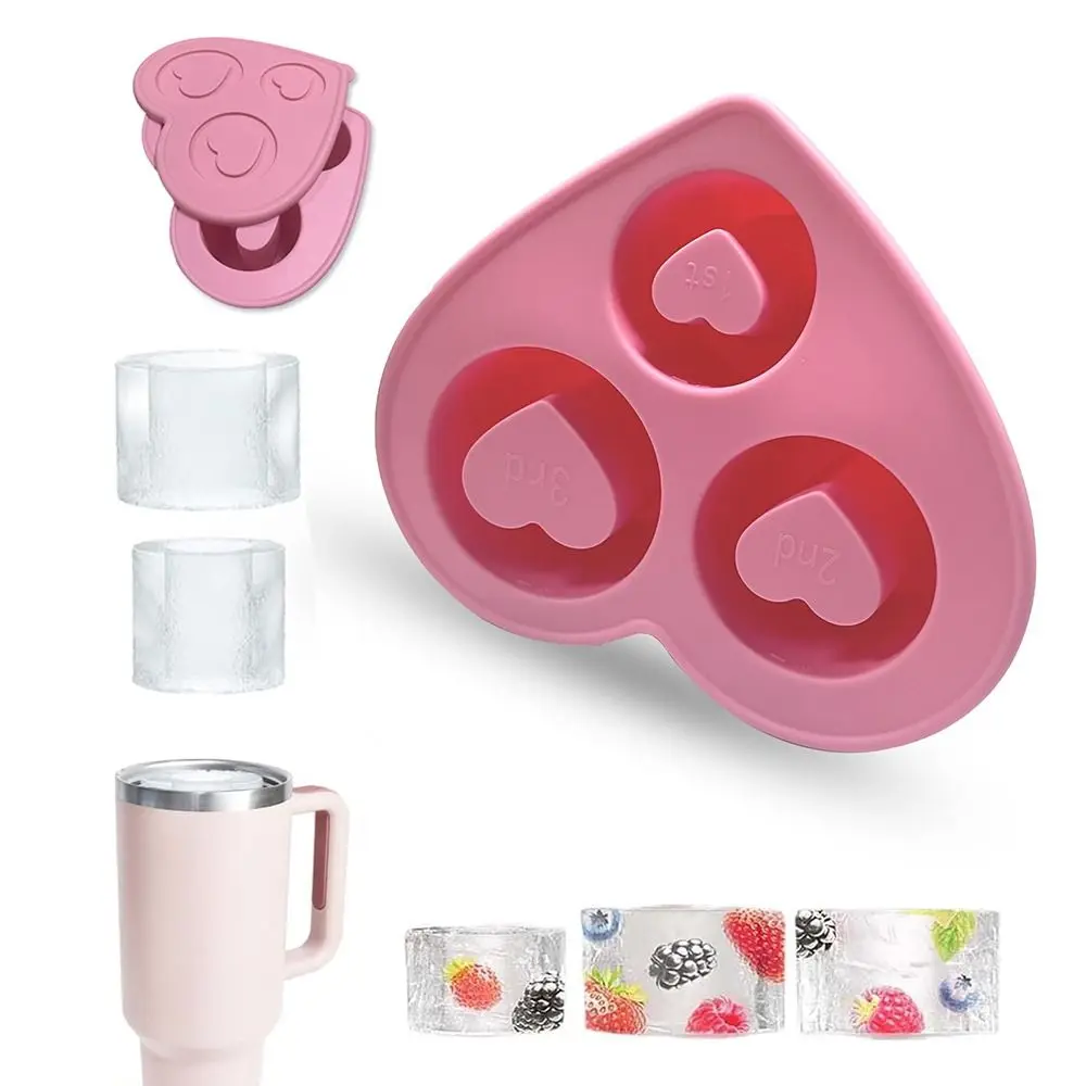 

New Silicone Ice Cube Tray 3 Cavity Cylinder Ice Cube Maker Reusable Ice Cube Mold for Cup 20-40oz for Tumbler Cup