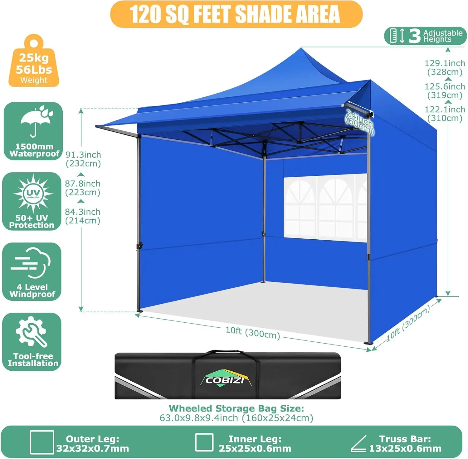 Tenda kanopi sembul 10X10 dengan tenda (10X10 kaki biru)