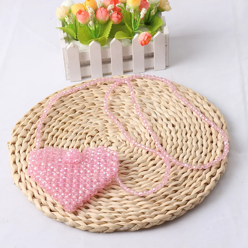 女性のためのカスタム織りのボディバッグ,派手なデザイン,ピンク,紫,白,愛,手作り,diy,新しい2024