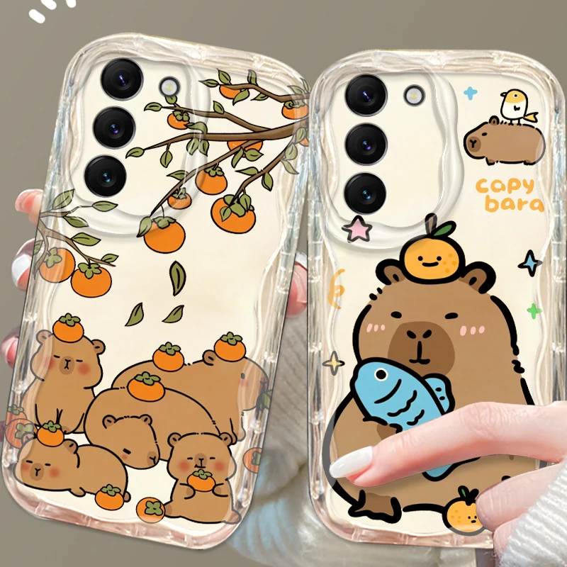 Capibala Cute Cartoon For Samsung S24 S23 S21 S20 Ultra Plus FE A73 A72 A71 A51 A31 A05S A05 A04 5G Wave Oil Back Phone Case