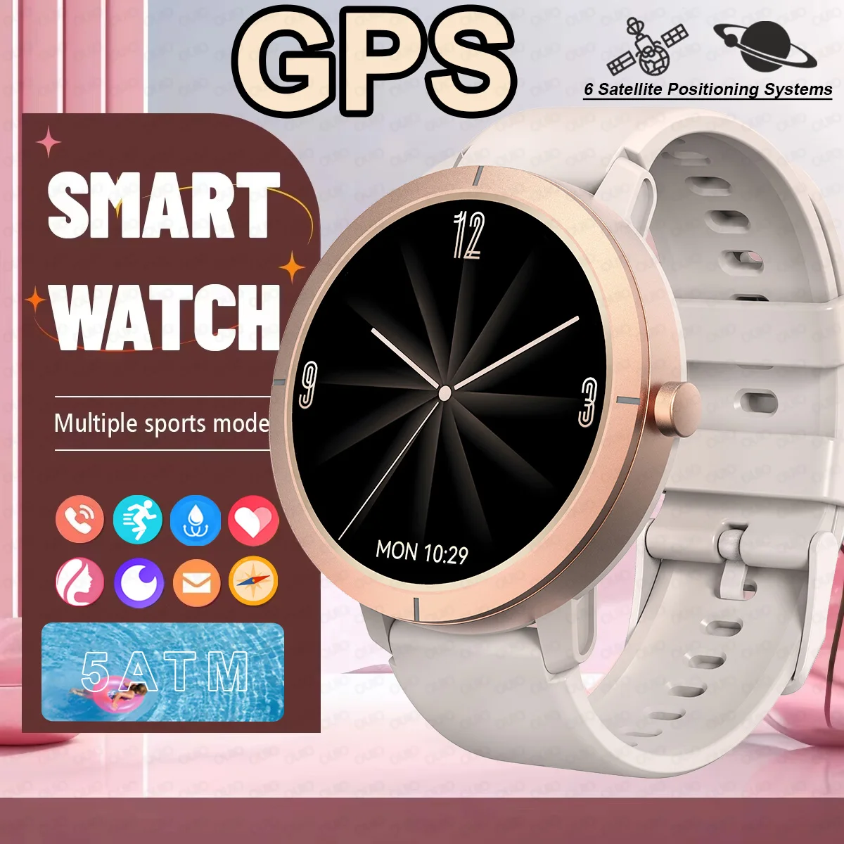 

Смарт-часы с GPS, 2025 дюймов, 1,32 дюйма, AMOLED, 5 АТМ, водонепроницаемые, 170 спортивных режимов, компас, несколько циферблат, мониторинг здоровья, BT Call, умные часы