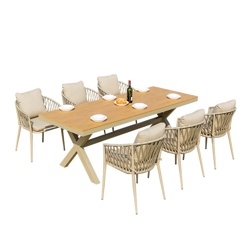 

Nordic outdoor rattan table and chair combination outdoor balcony courtyard restaurant waterproof