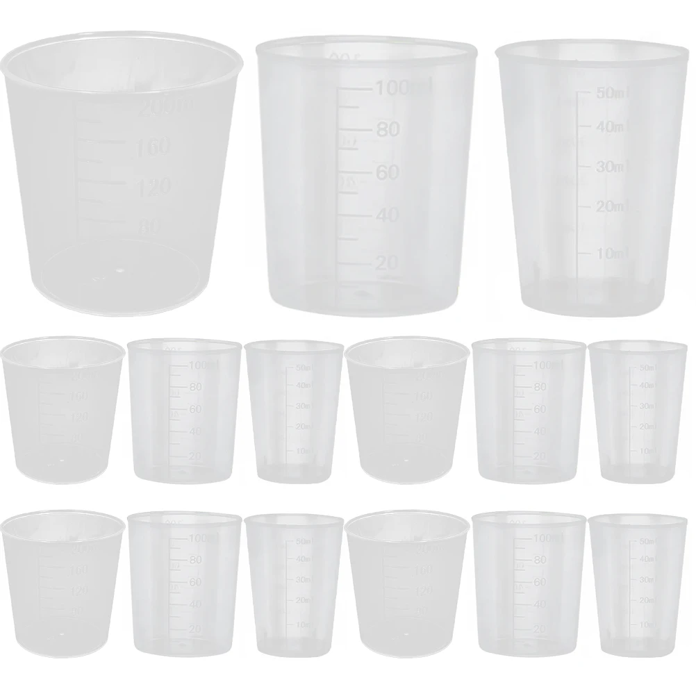 

50 Pcs Specimen Cup 200ml Clear Liquid Measuring Cups Containers Specimen Graduated Mixing Storage