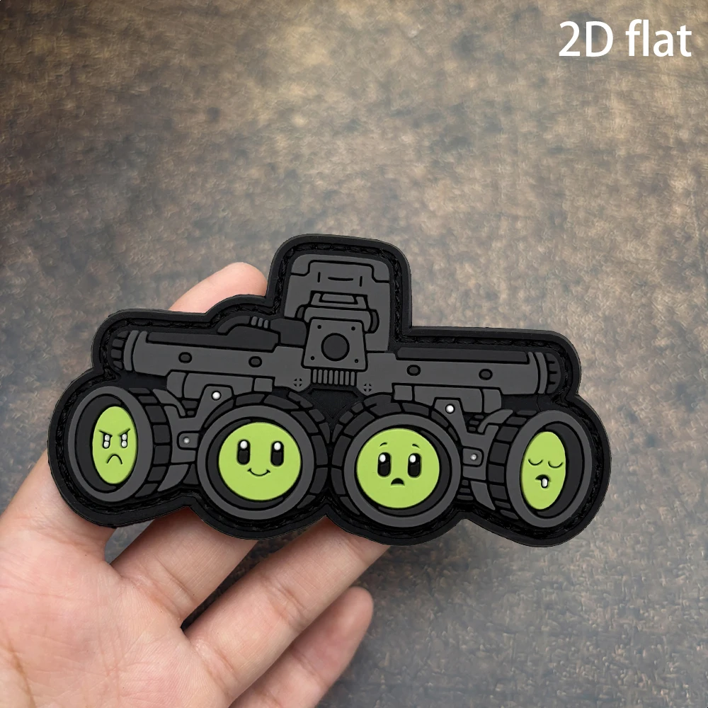 Functional Style Color-Blocking Cartoon Expression Badge, 2D Flat Pvc Material, Velcro Patch, Free Backing Material, 1 Piece, Layered 3D Embossed Edge, Not Easy to Come Off, Personalized Decoration Accessory for Functional Jackets, Clothing, and Hats